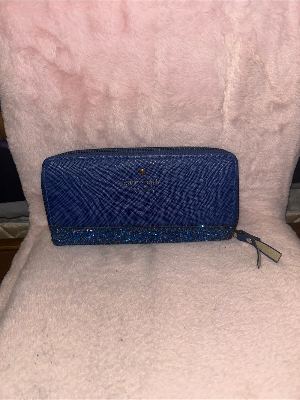 kate spade Blue Glitter-Bottom Zip Wallet